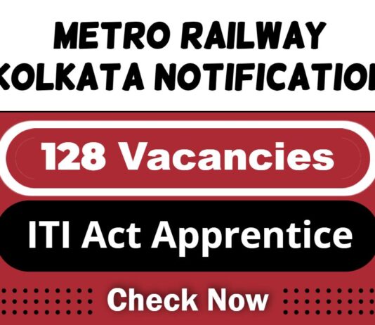 Metro Railway Kolkata Job Recruitment 2025: Apply Now 128 ITI Apprentice Vacancies