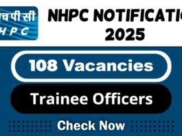 NHPC Job Recruitment 2025: Apply Now 108 Trainee Officers/SMO Vacancy