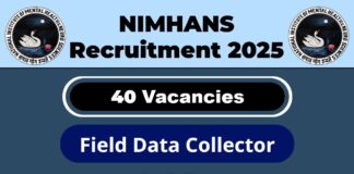 NIMHANS Job Recruitment 2025: Apply Walk-in For 40 Field Data Collector Post