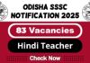 Odisha SSSC Job Recruitment 2025 | OSSSC Invites 83 Hindi Teacher Vacancy