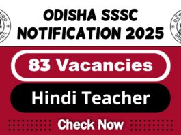 Odisha SSSC Job Recruitment 2025 | OSSSC Invites 83 Hindi Teacher Vacancy