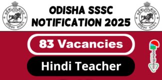 Odisha SSSC Job Recruitment 2025 | OSSSC Invites 83 Hindi Teacher Vacancy