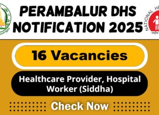 Perambalur DHS Job Recruitment 2025: 16 Healthcare Provider, Hospital Worker (Siddha) Post