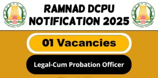 Ramanathapuram DCPU Job Recruitment 2025: Probation Officer Vacancy