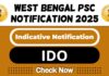 West Bengal PSC IDO Job Recruitment 2025 | Check Indicative Notification Now