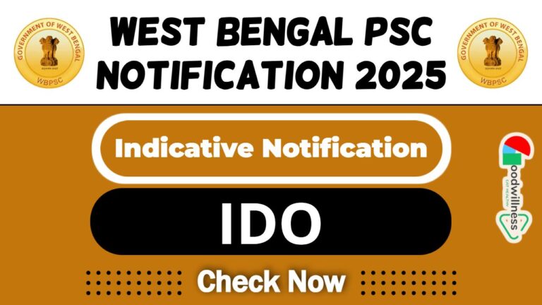 West Bengal PSC IDO Job Recruitment 2025 | Check Indicative Notification Now