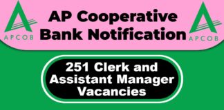 Andhra Pradesh Cooperative Bank (APCOB) Job 2025 | APCOB Invites 251 Clerk and Assistant Manager Post