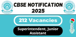 CBSE Job Recruitment 2025 | CBSE Invites 212 Junior Assistant and Superintendent Vacancy, Apply Now