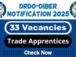 DRDO-DIBER Job Recruitment 2025 | DIBER Invites 33 Technical Trades Apprentice Post, Apply