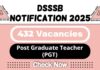 DSSSB Job Recruitment 2025 | DSSSB Invites 432 Post Graduate Teacher Vacancy