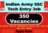 Indian Army SSC Tech Entry Job 2025 | Indian Army 350 Invites Short Service Commission (SSC) Post