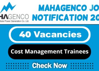 MAHAGENCO Job Recruitment 2025 | MAHAGENCO Invites 40 Cost Management Trainee Post