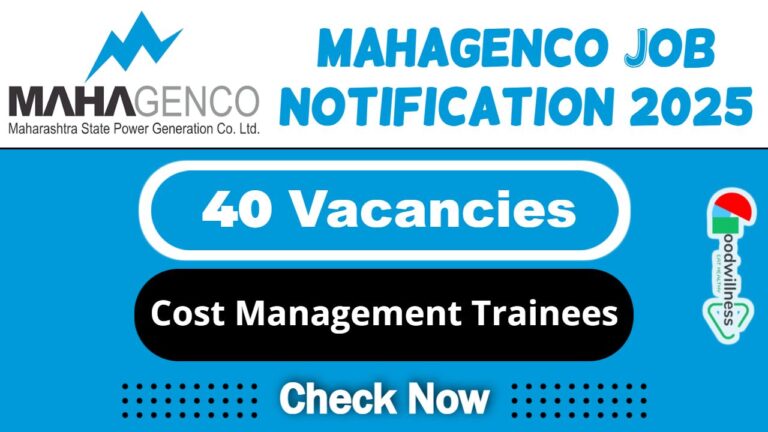 MAHAGENCO Job Recruitment 2025 | MAHAGENCO Invites 40 Cost Management Trainee Post