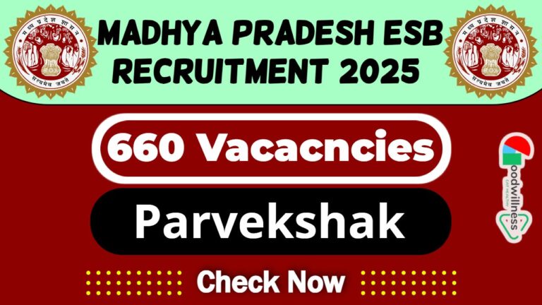 MP Employee Selection Board (MPESB) Job 2025 | MPESB Invites 660 Parvekshak Vacancy, Check Notification