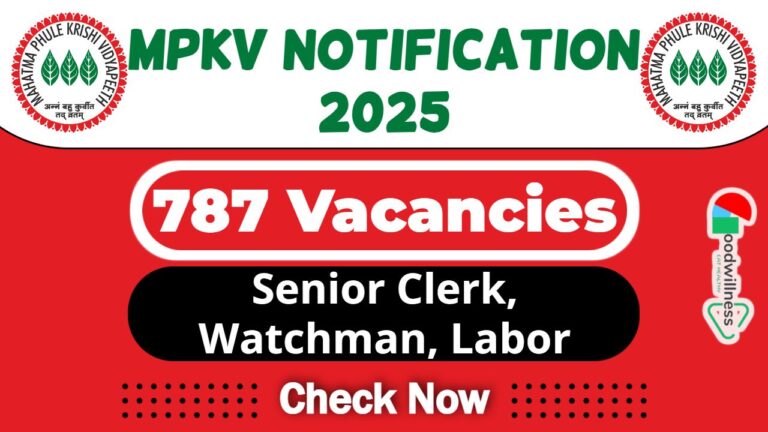 MPKV Rahuri Job Recruitment 2025 | MPKV Invites 787 Clerk, Typist & More Vacancy