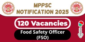 MPPSC FSO Job Recruitment 2025 | MPPSC Invites 120 Food Safety Officer (FSO) Vacancy, Check Eligibility