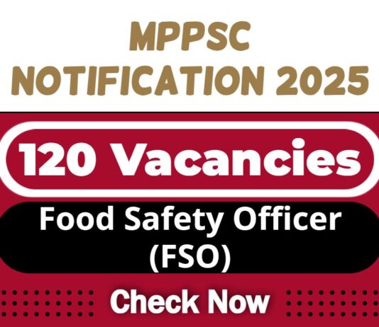 MPPSC FSO Job Recruitment 2025 | MPPSC Invites 120 Food Safety Officer (FSO) Vacancy, Check Eligibility