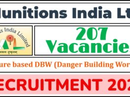 Munitions India Ltd Recruitment 2025 | Apply 207 Tenure based DBW (Danger Building Worker) Vacancy