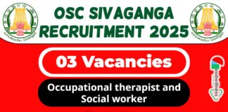 OSC Sivaganga Job Recruitment 2025 | OSC sivaganga Invites Occupational therapist and Social worker Post