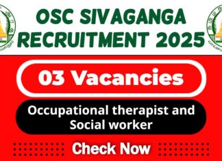 OSC Sivaganga Job Recruitment 2025 | OSC sivaganga Invites Occupational therapist and Social worker Post