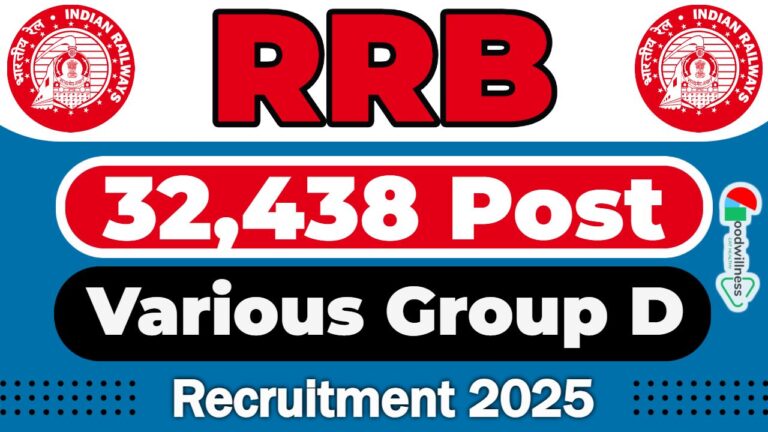 RRB Recruitment 2025 | 32438 Various Group D Vacancies, Salary Up to Rs.18000/- PM