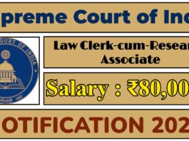 Supreme Court of India (SCI) Notification 2025 | SCI Invites 90 Law Clerk-cum-Research Associates Post