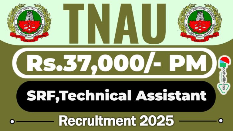TNAU Coimbatore Recruitment 2025 | Senior Research Fellow, Technical Assistant (Field) Vacancy, Apply Walk-In