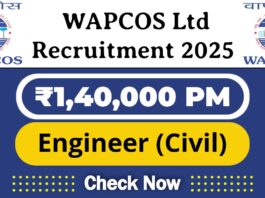 WAPCOS Limited Job Recruitment 2025 | WAPCOS Invites 29 Engineer (Civil) Vacancy, Apply Now