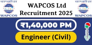 WAPCOS Limited Job Recruitment 2025 | WAPCOS Invites 29 Engineer (Civil) Vacancy, Apply Now