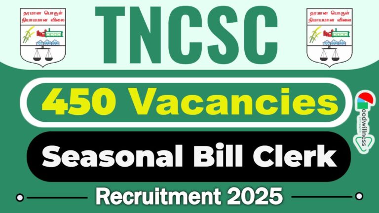 Madurai TNCSC Recruitment 2025 | 450 Seasonal Bill Clerk Vacancy, Check Notification