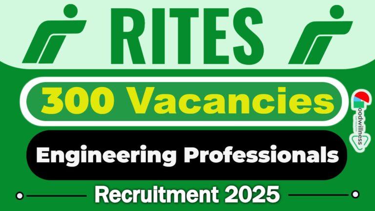 RITES Engineering Professionals Career 2025 | 300 Civil, Geo Technical, Urban Engg Post Apply Online Now