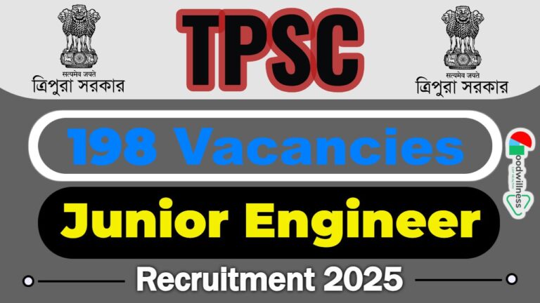 Tripura PSC JE Recruitment 2025 | 190+ Junior Engineer Vacancy, Apply Online