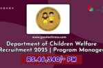 Department of Children Welfare Recruitment 2025
