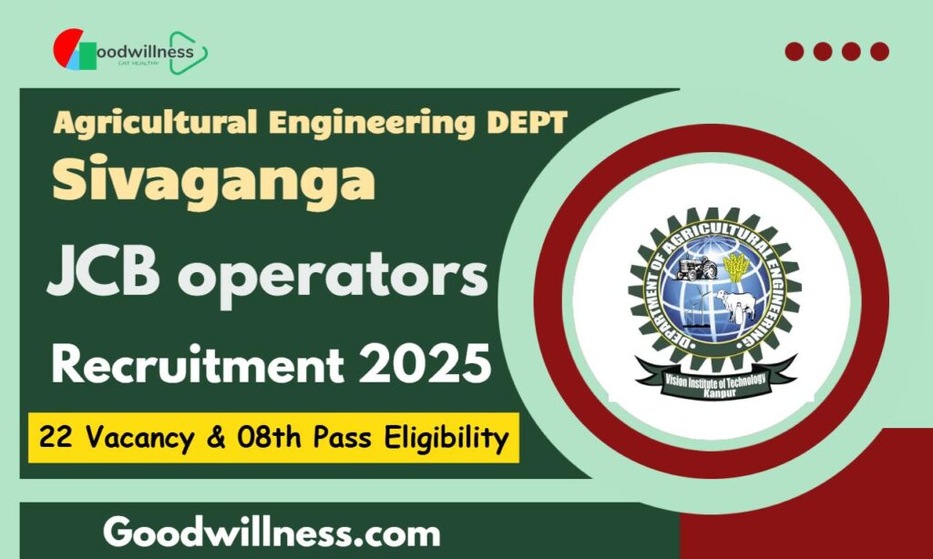 Sivaganga District Agricultural Engineering Department Job 2025 | 22 JCB operators Vacancy, 08th Pass Jobs 5 Sivaganga District Agricultural Engineering Department Job 2025