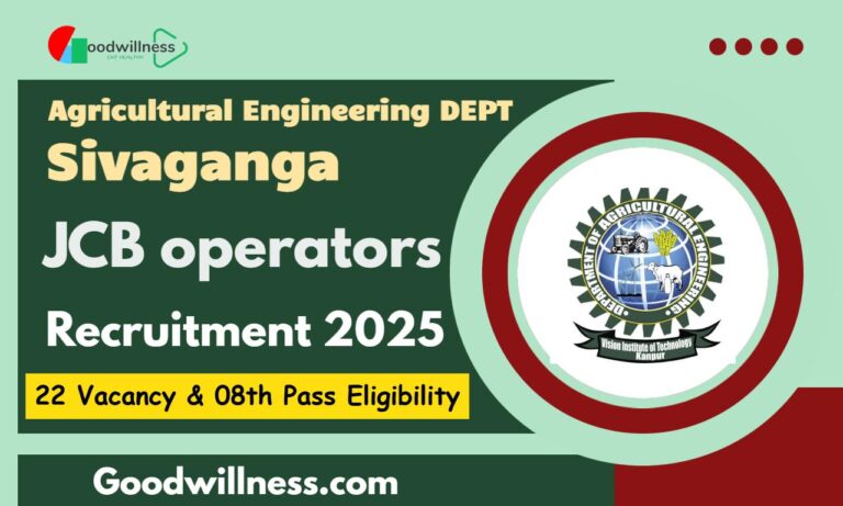 Sivaganga District Agricultural Engineering Department Job 2025 | 22 JCB operators Vacancy, 08th Pass Jobs