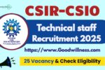 CSIR Chandigarh Technical staff Recruitment 2025