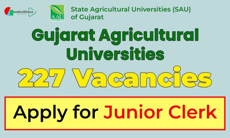 Gujarat Agricultural Universities Junior Clerk Recruitment 2025