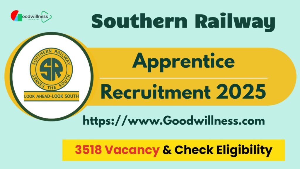Southern Railway Apprentice Recruitment 2025 | 3518 Apprentice Post 4 Southern Railway Apprentice Recruitment 2025
