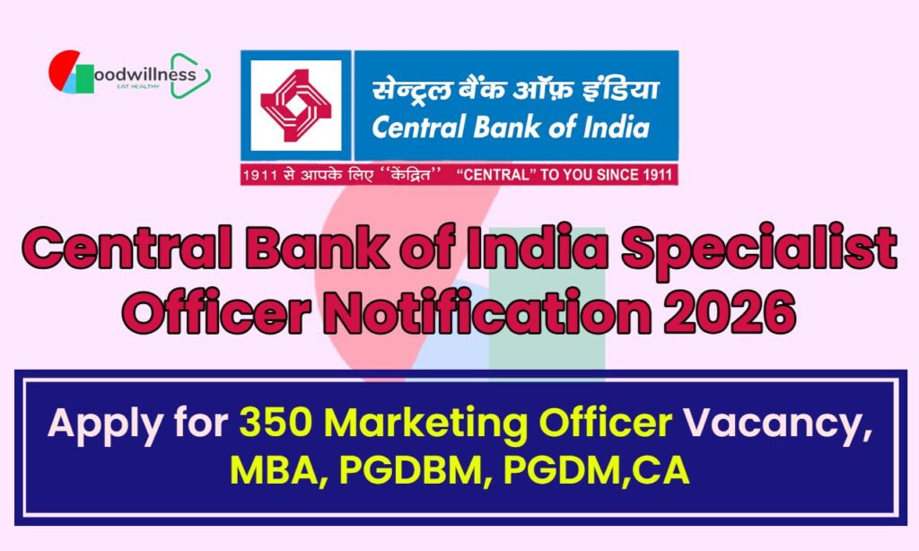 Central Bank of India Specialist Officer Notification 2026