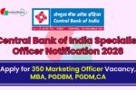 Central Bank of India Specialist Officer Notification 2026