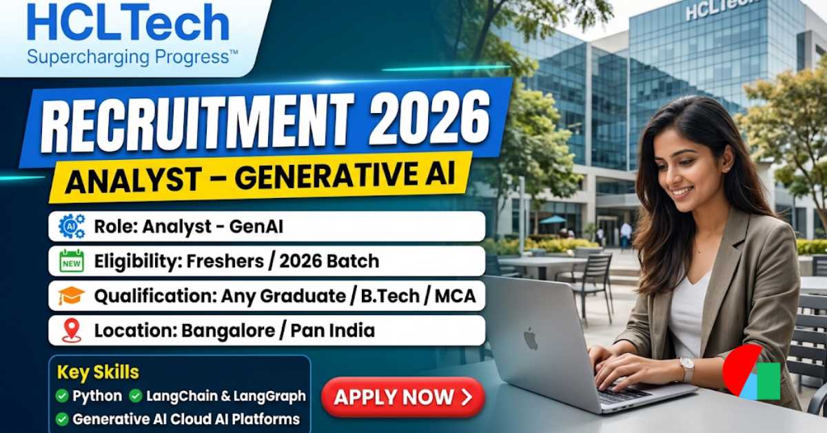 HCL Tech Off Campus Recruitment 2026 | Hiring – Analyst Generative AI Freshers Post 1 HCL Tech Off Campus Recruitment 2026